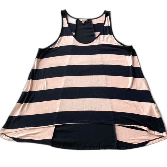 BANANA REPUBLIC Tunic Tank Top Pink Black Stripes Womens Large - Picture 8 of 10